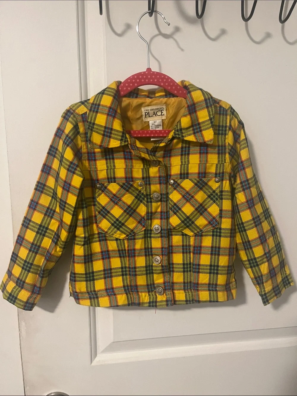 The Children's Place Yellow Plaid Button-Front Kids' Jean Jacket